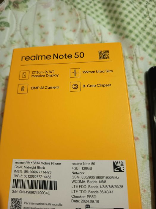 Realme Note 50, 128Gb, черен