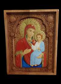 Дърворезба / Икона на Богородица с Младенеца