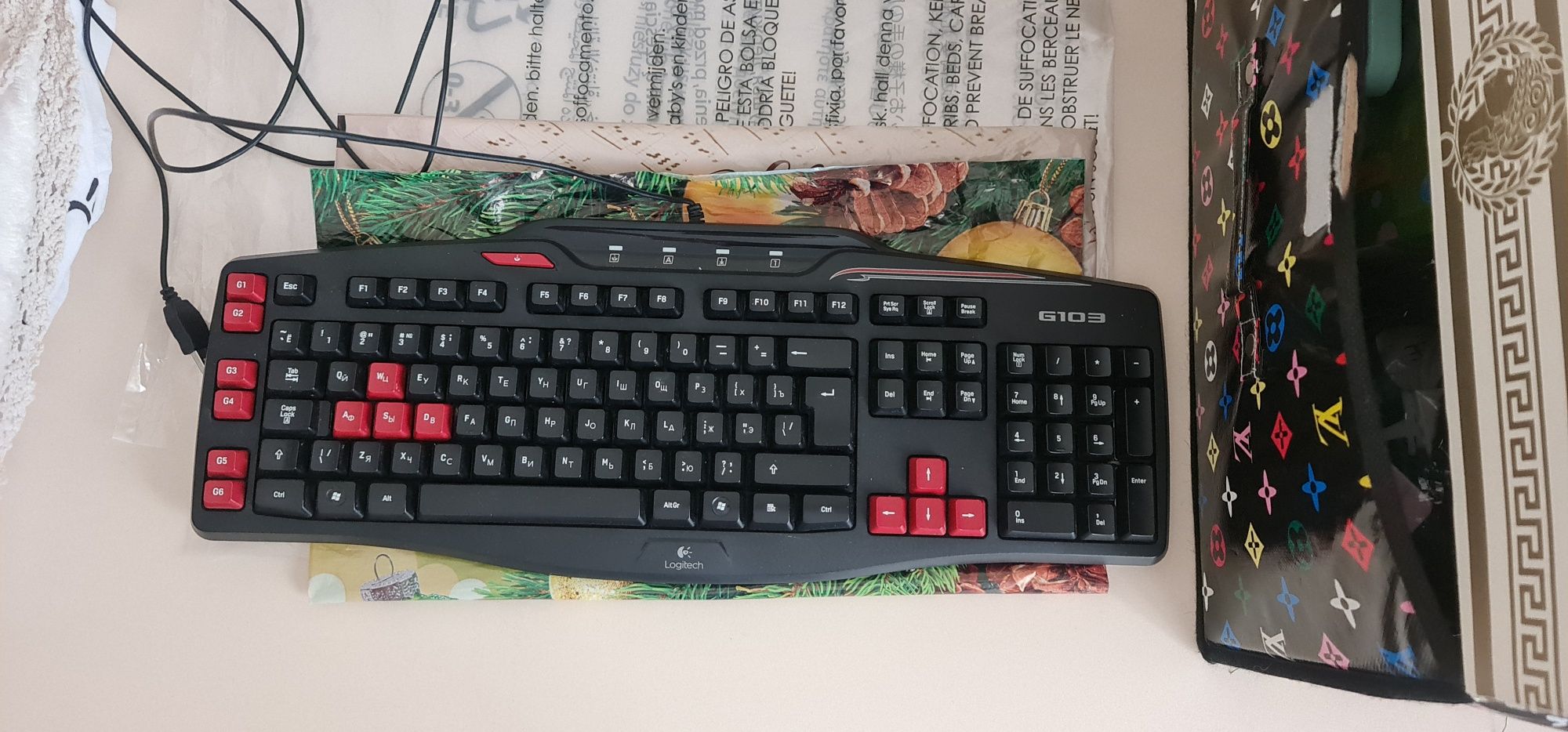 Клавиатура Logitech G103 Gaming Keyboard USB черный-красный