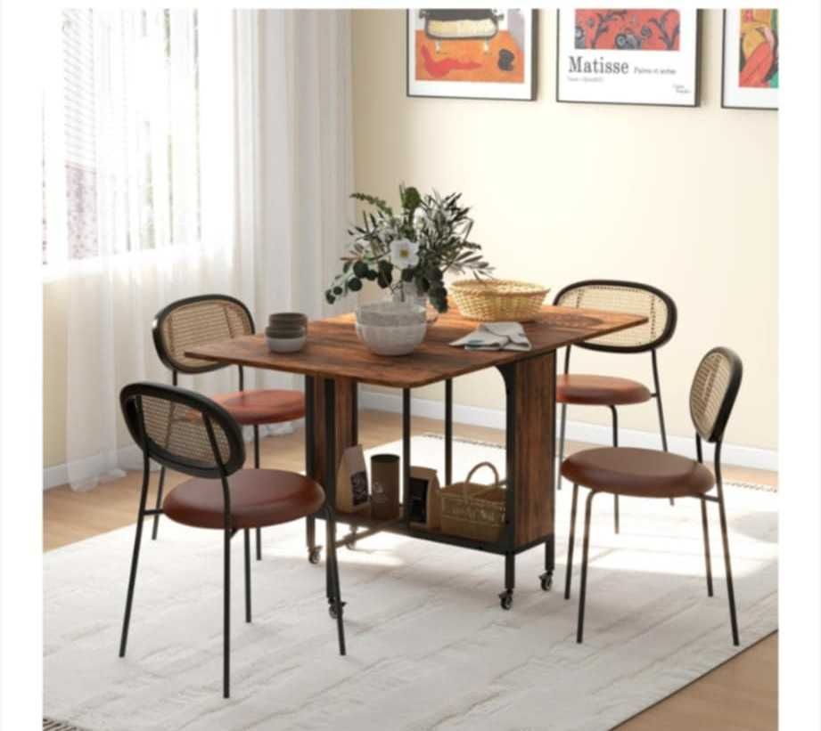 Сгъваема маса Homcom с колела - 130x80x74