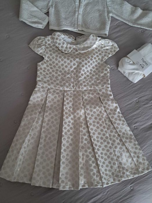 Официален сет рокля,жилетка и чорапогащник 12-18 мес 86-92 см C&A