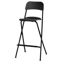 Scaun bar IKEA cu spătar, pliant, negru, 74 cm, model FRANKLIN