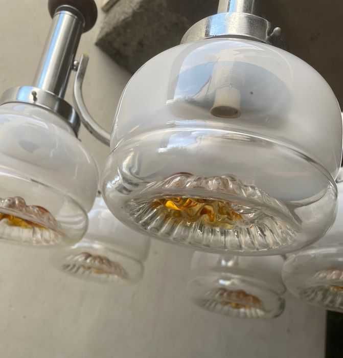 Lustra Mazzega, MCM Art Deco, sticla de Murano, vintage, unica