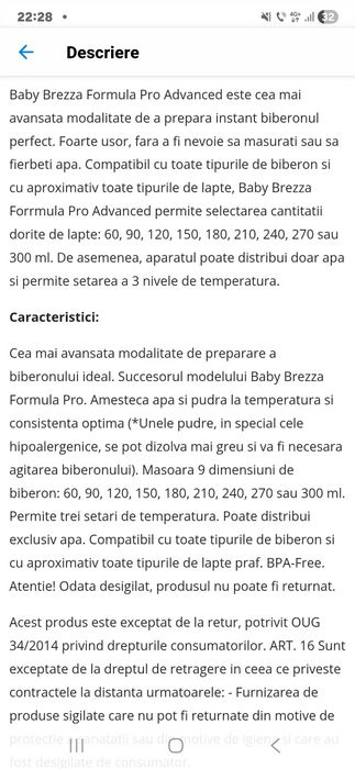 Espresor lapte praf Baby Brezza Pro Advanced