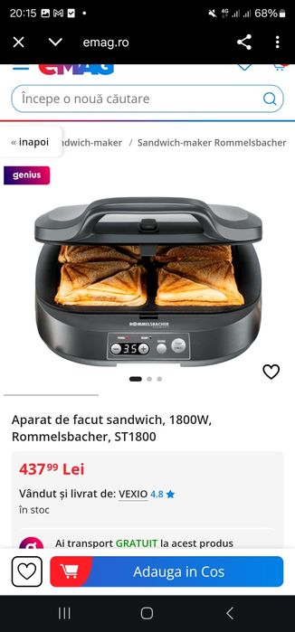 Aparat de facut sandwich maker , 1800W, Rommelsbacher, ST1800