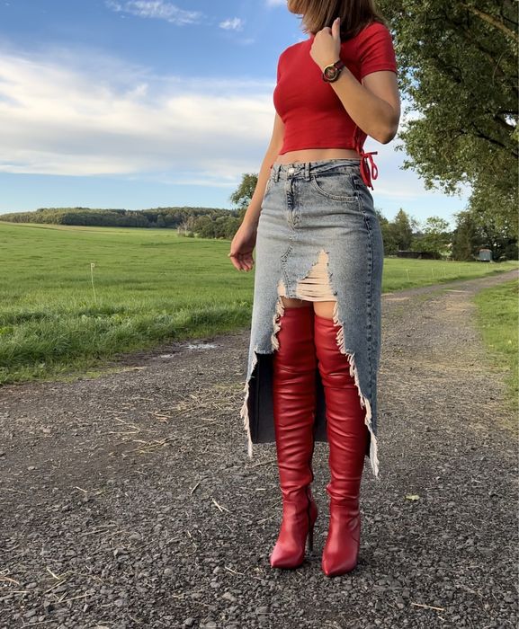Fusta din jeans asimetrica