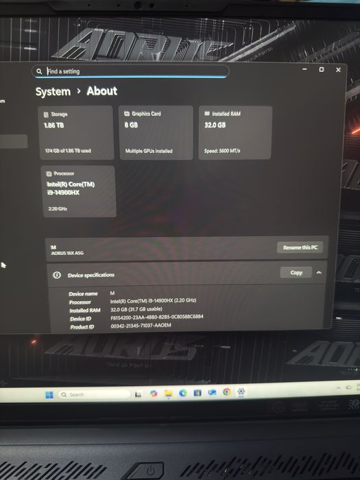 Laptop gaming gigabyte aorus 16x