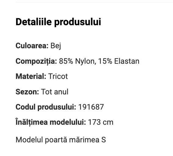 Colanti vanilie/bej deschis, material f calitativ, nou cu eticheta, S