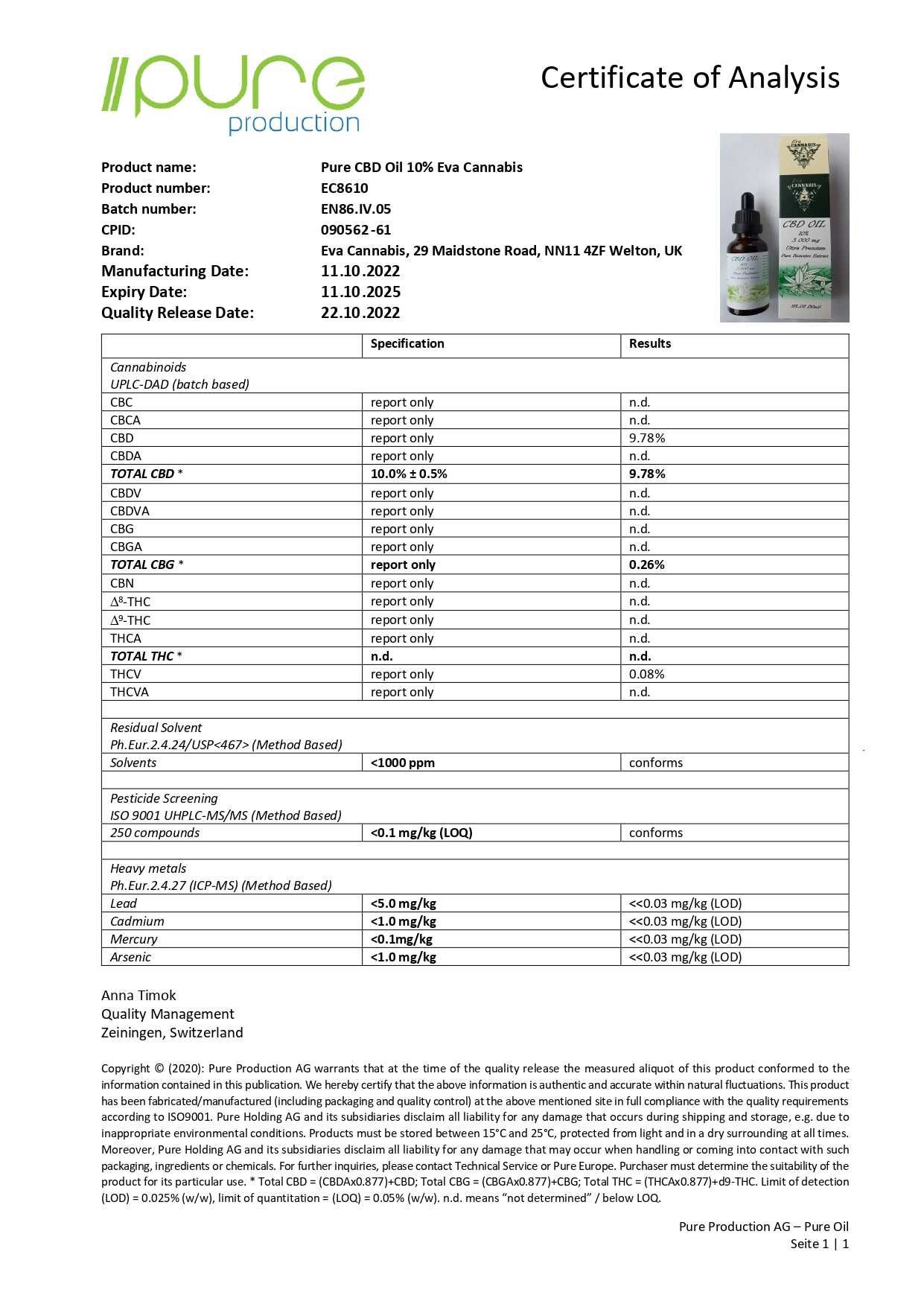 CBD конопено масло EVA CANNABIS 10%, 33%, 50 %, 30 ml