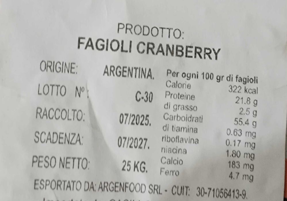 Fasole pestriță Argentina