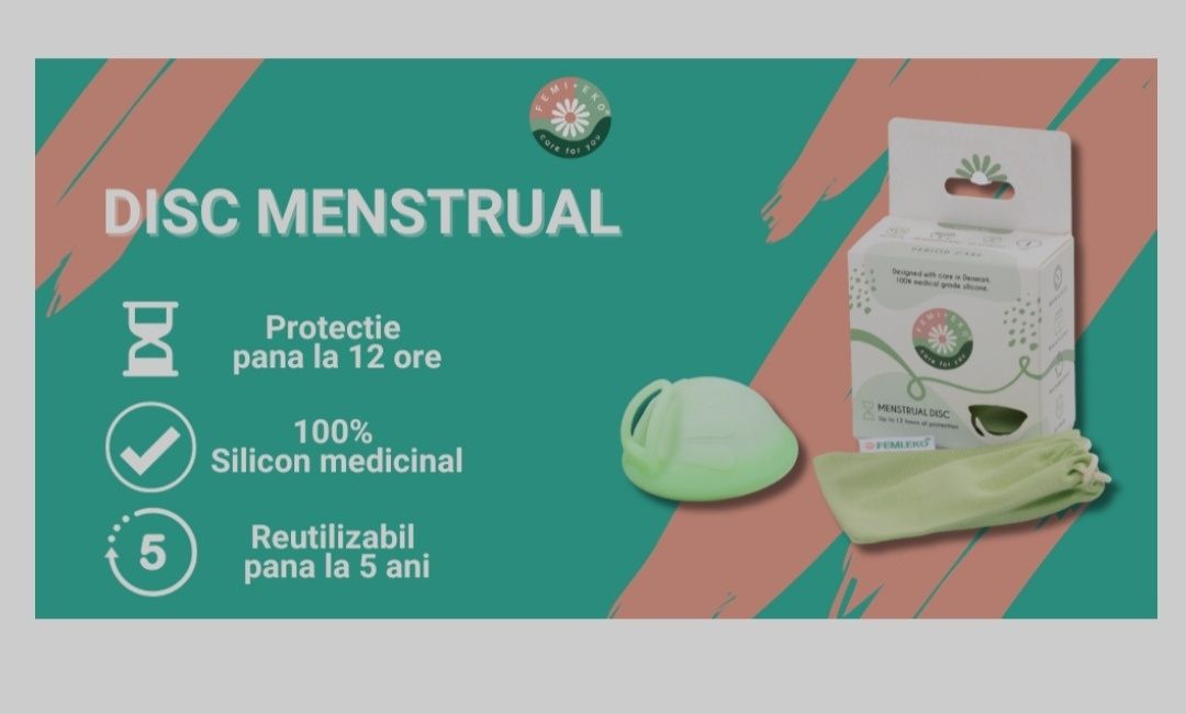 Disc menstrual FEMIEKO din silicon medicinal, reutilizabil, ecologic