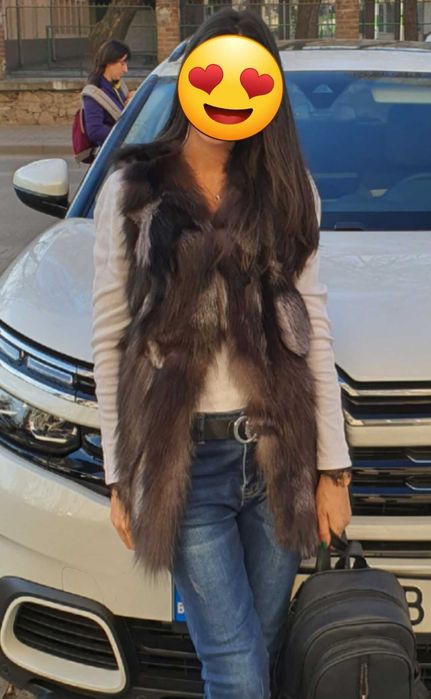 *НОВ* Елек естествен косъм сребърна лисица