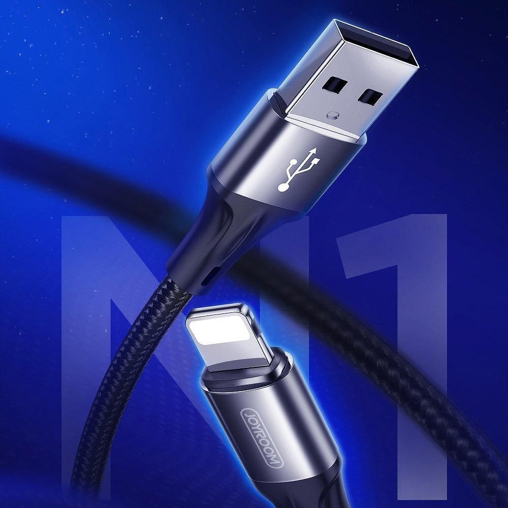 Кабел за зареждане с оплетка Joyroom USB към Lightning Черен (S-1030N1