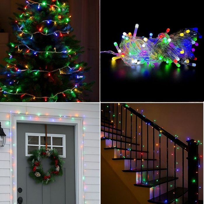 Instalație Liniară de Crăciun 16m cu 200 LED-uri Multicolore, Fir Tran