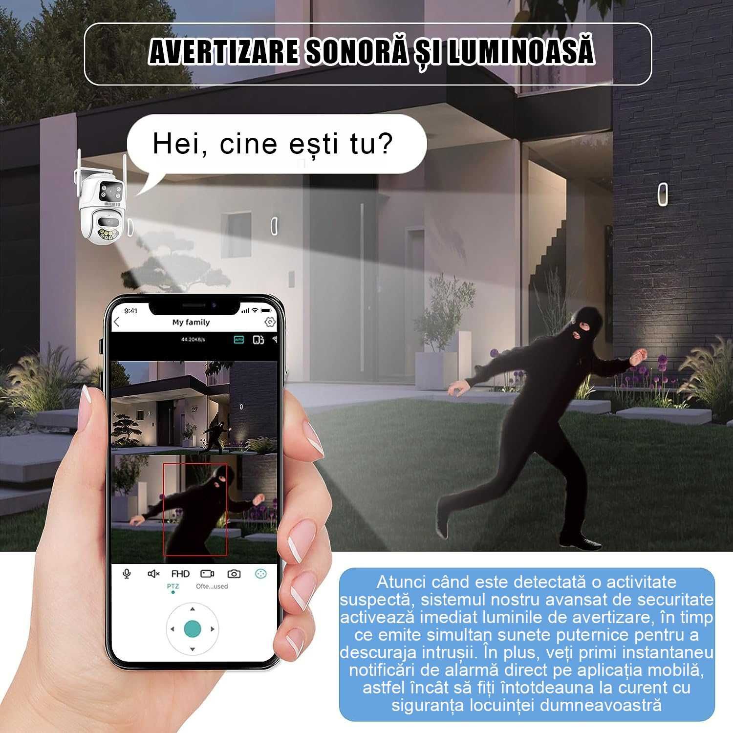 Camera Supraveghere pentru Exterior Smart WIFI Rotativa 360° Ultra HD