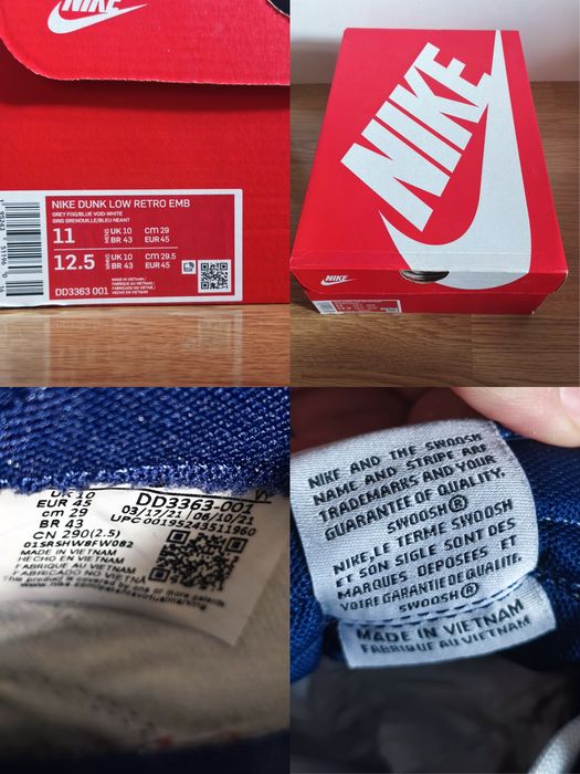 Nike Dunk Low EMB x NBA "75th Anniversary - Brooklyn Nets Size:45