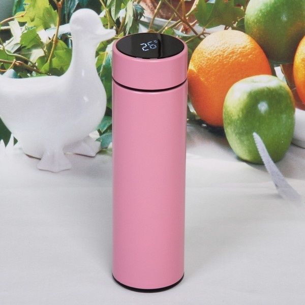 Термос розовый с датчиком температуры 0,5 мл