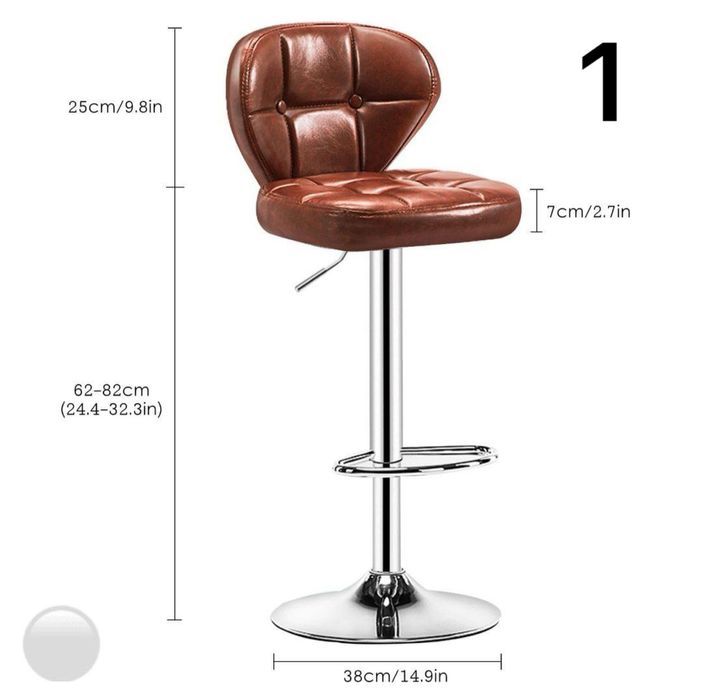 Барный стул — кожаный, регулируемый по высоте, на металлической ножке