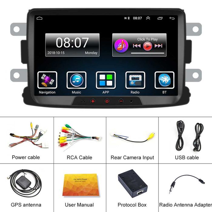Dvd Auto, Navigatie Dacia Duster, Sandero, Logan, Docker 2G+32G