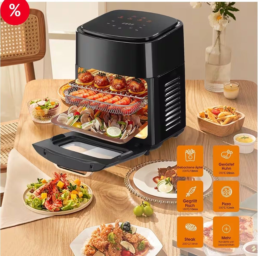 Friteuza cu aer cald cu convectie, cuptor, gratar, fara ulei
