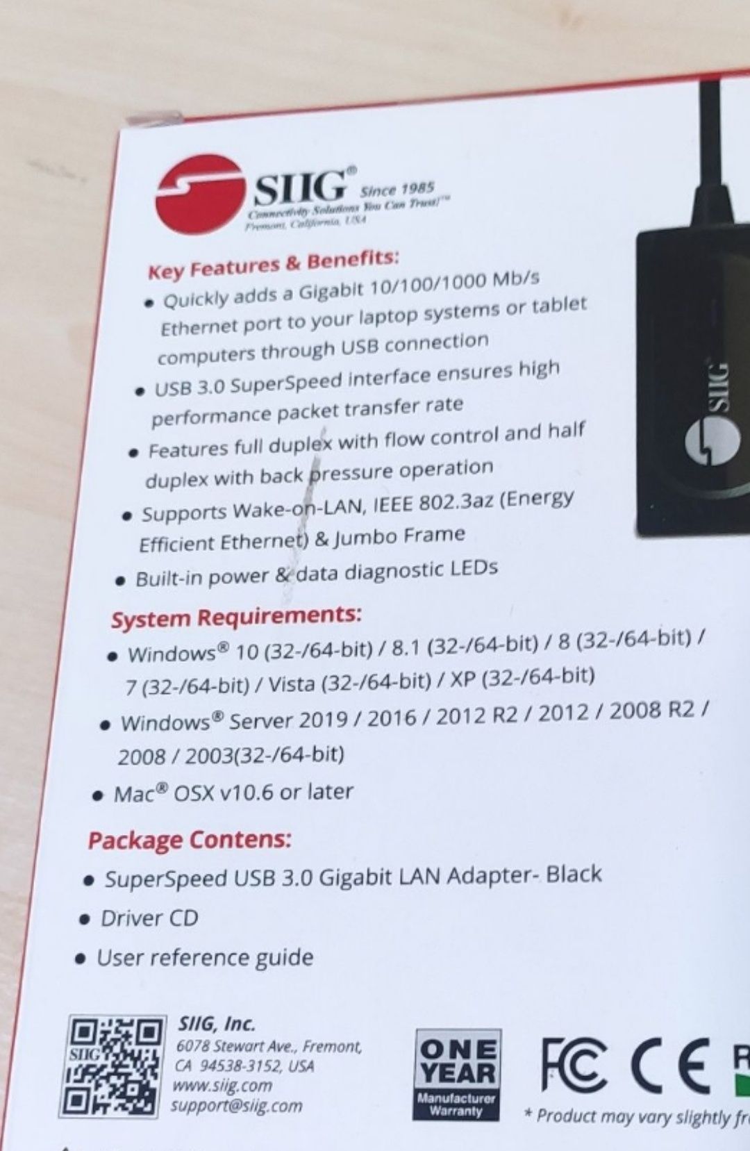 USB LAN адаптер фирмы SIIG  Gygabyte Lan