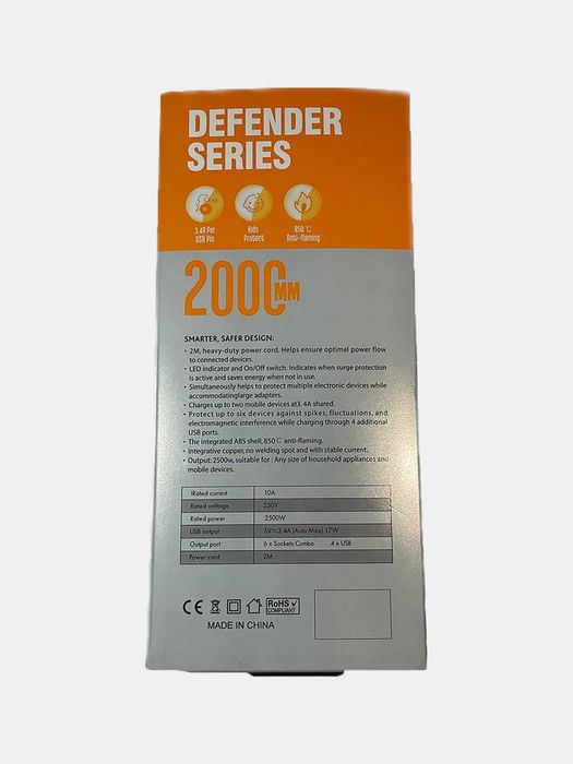 Сетевой фильтр, удлинитель, из серии DEFENDER SERIES