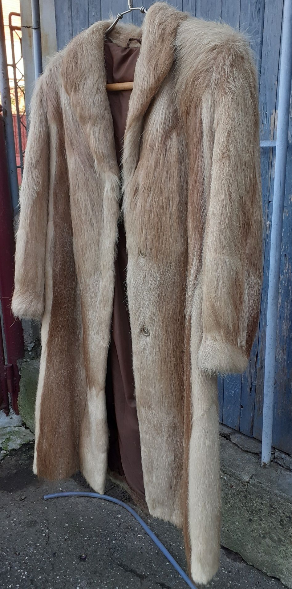 Haină Lungă din Blană Naturală de Nutrie palton femei cojoc damă piele