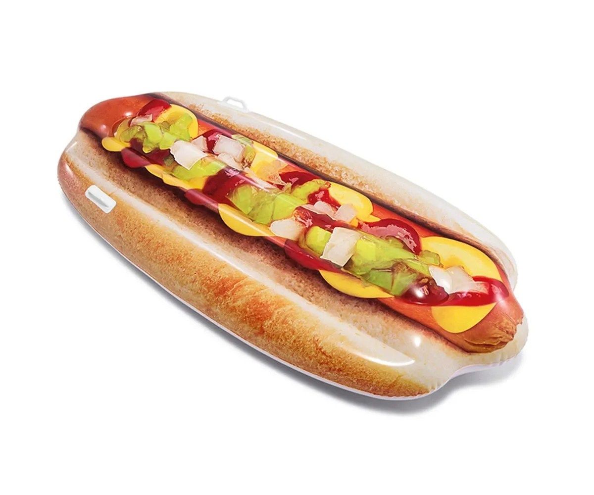 Голям Надуваем дюшек Hotdog Mat Intex, 180 x 89 см, забавен дизайн, яр