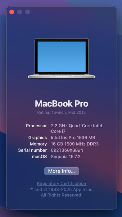 Apple MacBook Pro 15 (A1398) Mid 2015