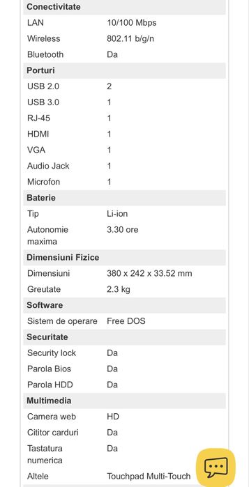 Laptop Toshiba 15.6'' Satellite Intel Core I3-2.5Ghz, 8GB, upgrade SSD