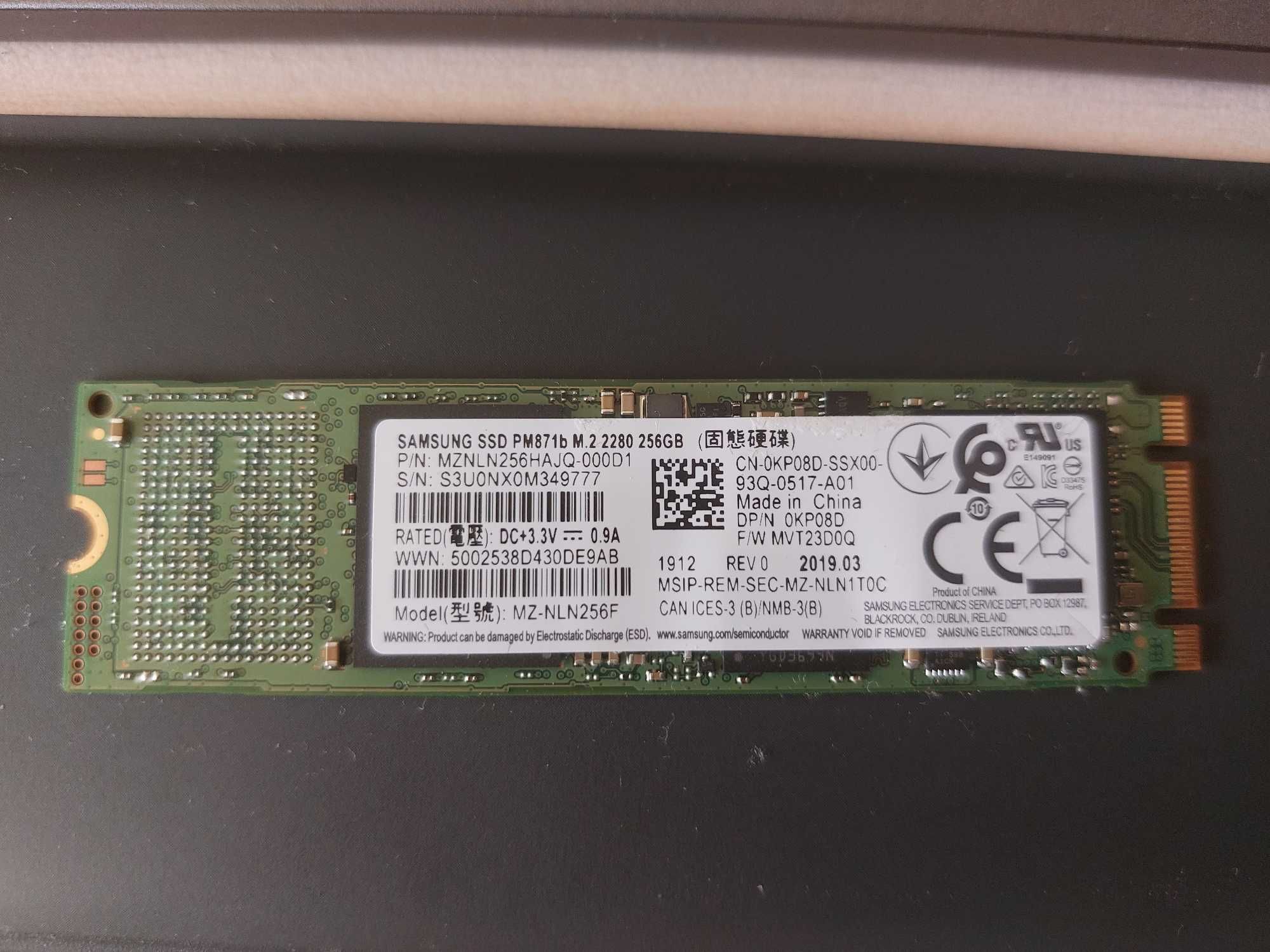 Samsung M.2 SATA SSD PM871b 256GB