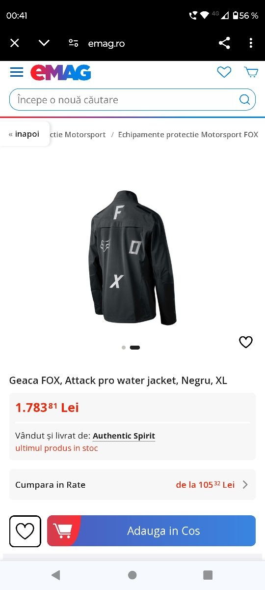 Jacheta-foita anti-vant Fox, pentru bărbați