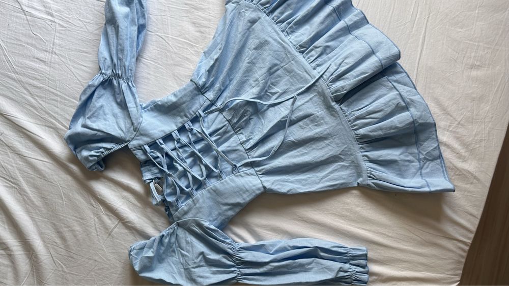 Платье сарафан голубого цвета