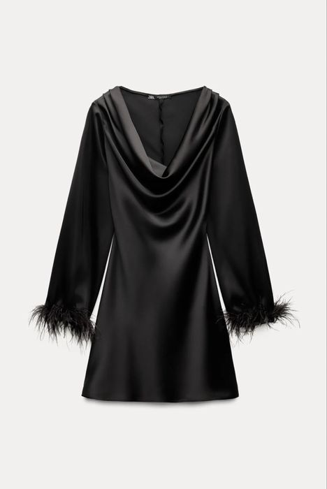 Сатенена рокля с пера Zara