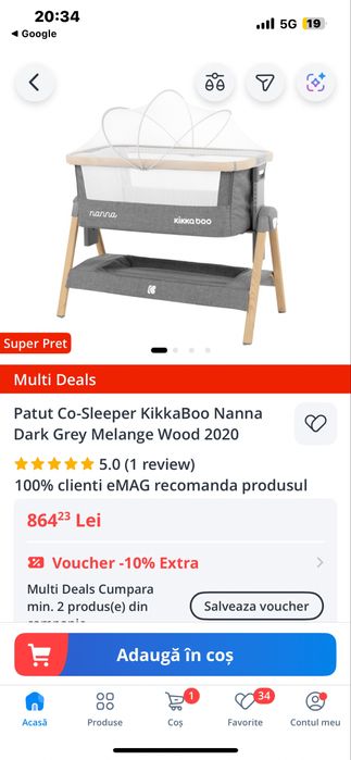 Patut bebelusi co sleeper cosleeping Nanna Kikkaboo ca nou