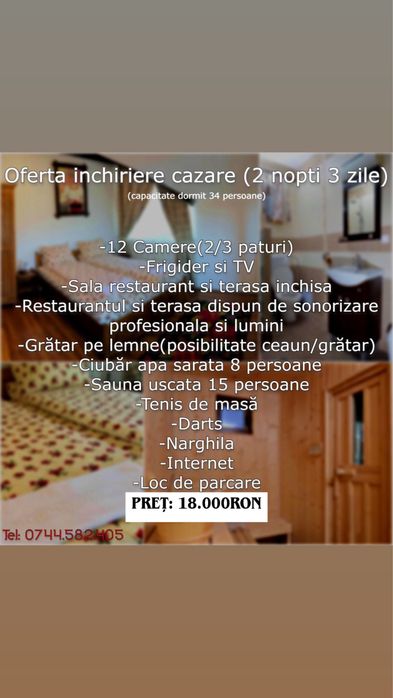 Cabana/Pensiune Revelion și Craciun 2026 langa Baia Mare