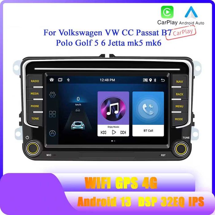 Navigatie Android 2GB RAM+32GB VW GOLF 5 6 PASSAT B6 CC SEAT SKODA etc