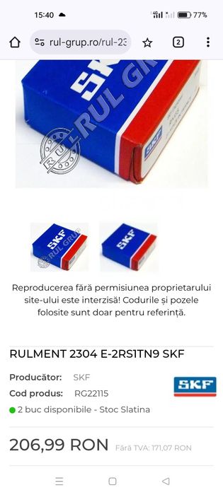 Rulment SKF 2304 E-2RS1TN9