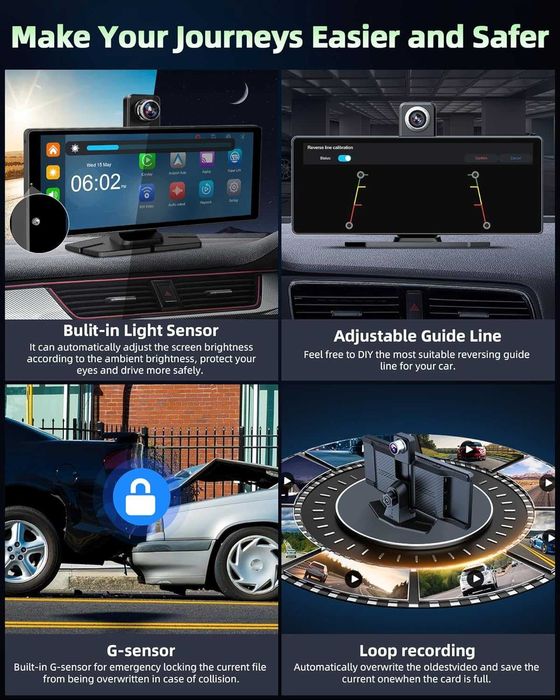 Мултимедия- дисплей 10,3 инча Carplay Android Auto Display с 4K Dashca