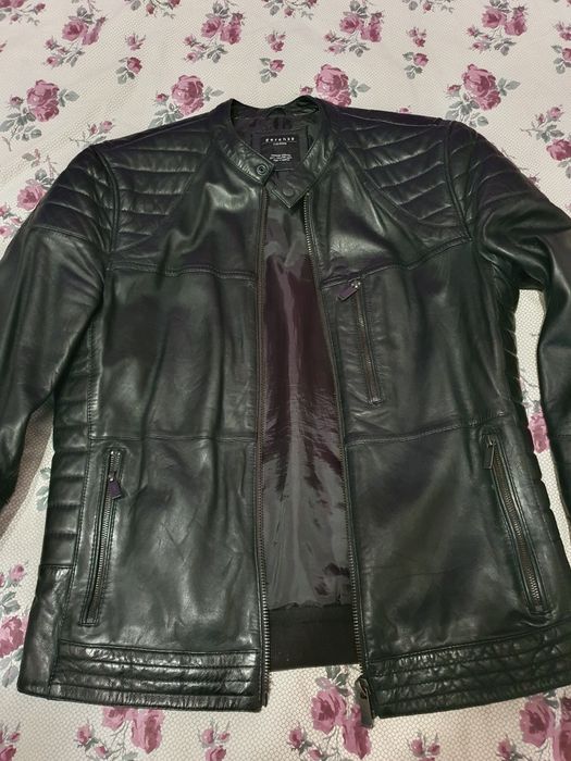 Мъжко кожено яке Bershka естествена кожа размер л