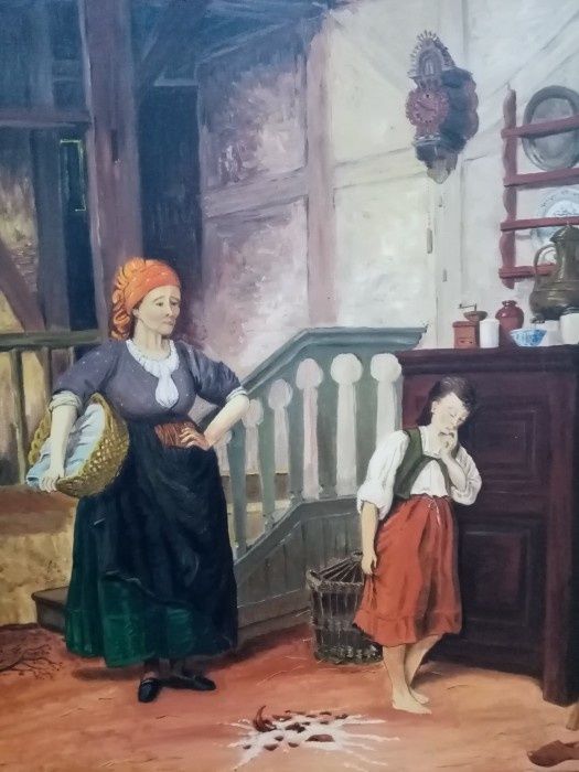 Tablou Ulei pe pânză "Interior cu personaje;