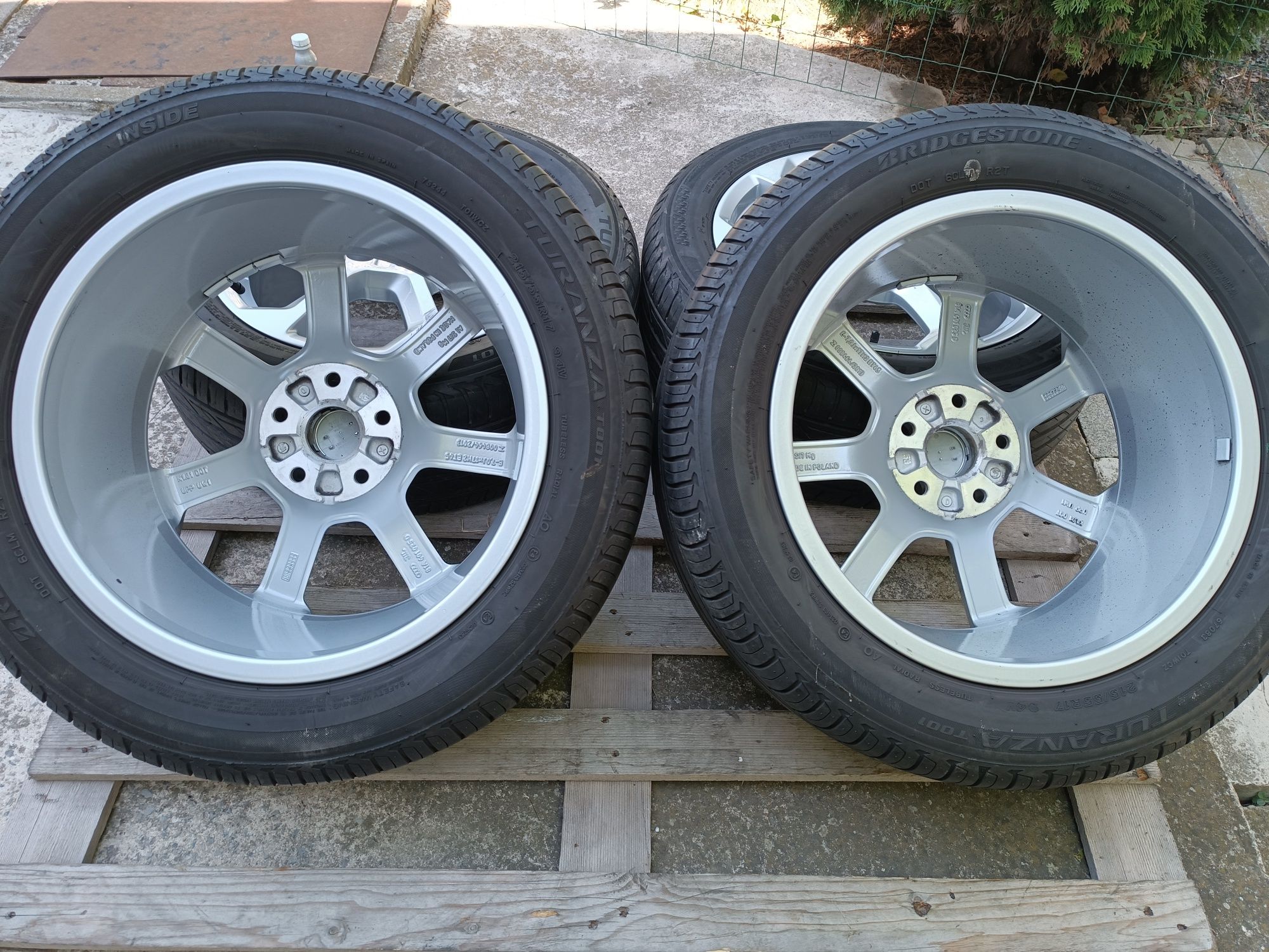 Лети джанти 17ки 5х112 + летни гуми 215/55/17 Bridgestone