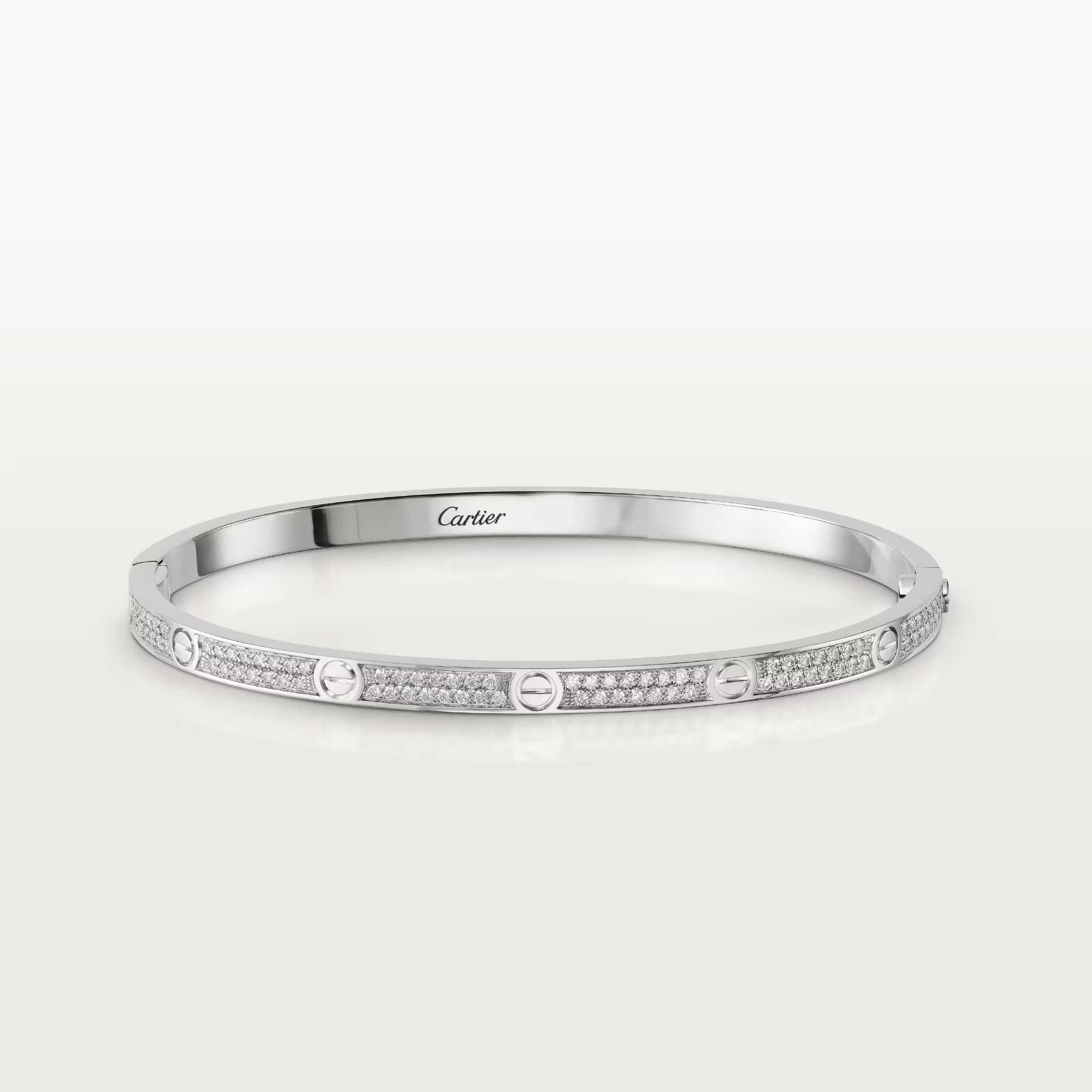 CARTIER Love Small Paved White Gold Diamonds Гривна с Отверка