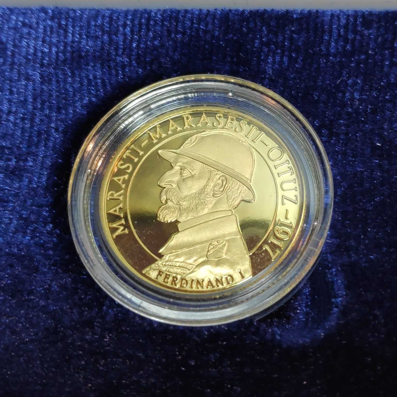 Set 2017 BNR 3 monede aur argint 100 ani Mărășești Oituz tiraj 150 RAR
