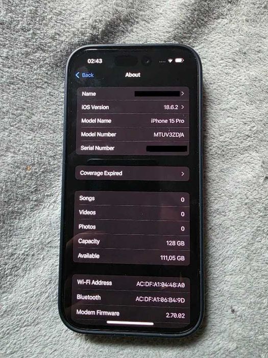 Vand iPhone 15 Pro 128 GB Titanium Black
