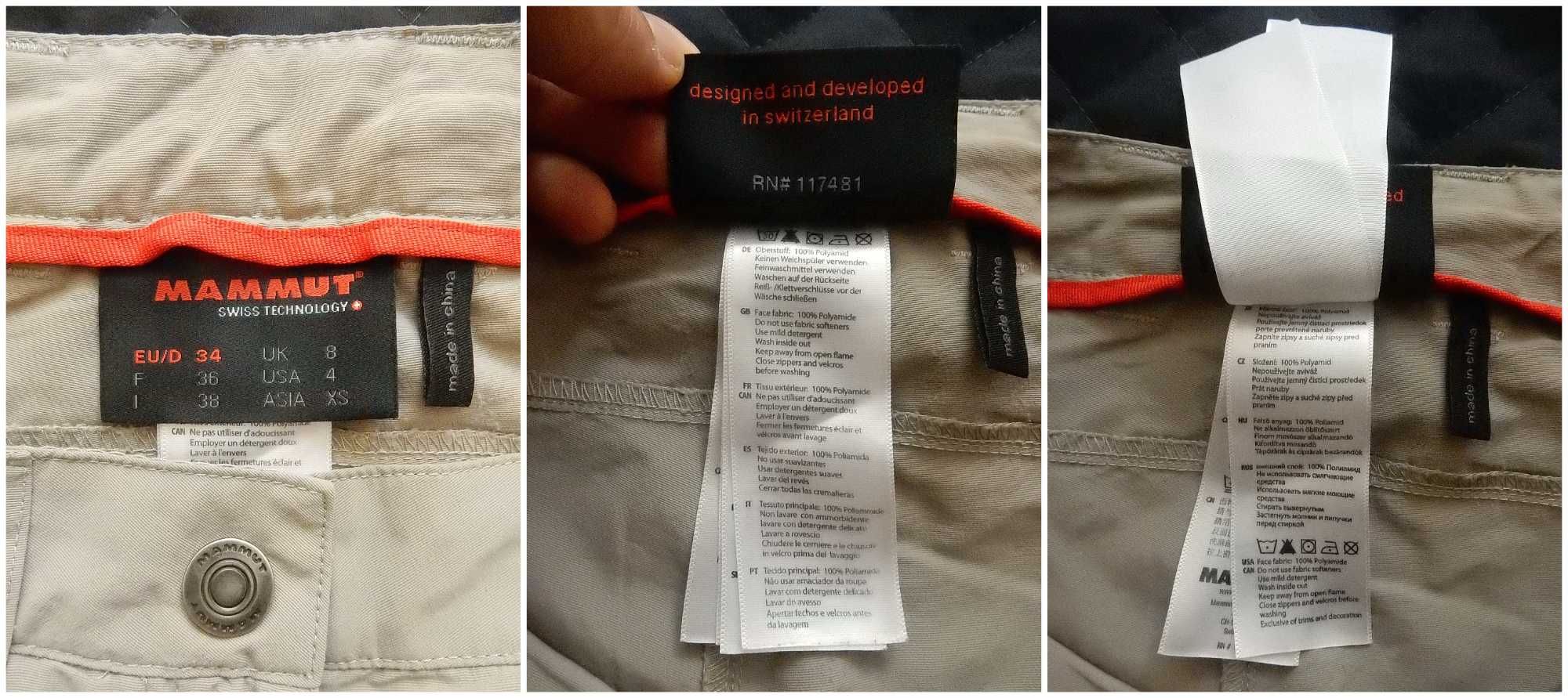 Pantaloni detasabili Mammut Zip Off System Swiss Technology. XS.