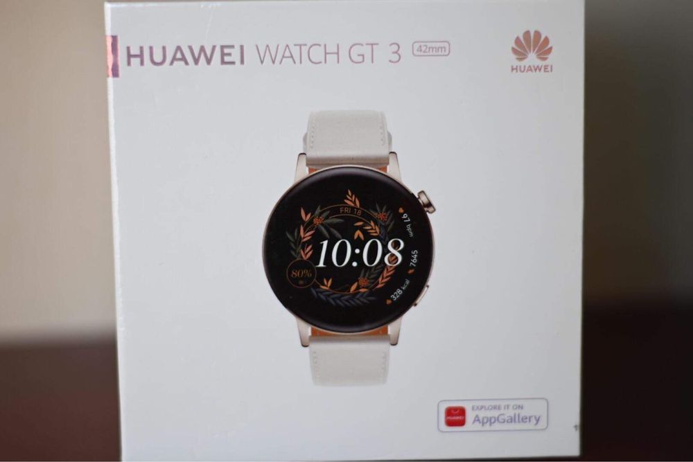 Смарт часовник Huawei Watch GT3, 42 mm, Leather strap, White