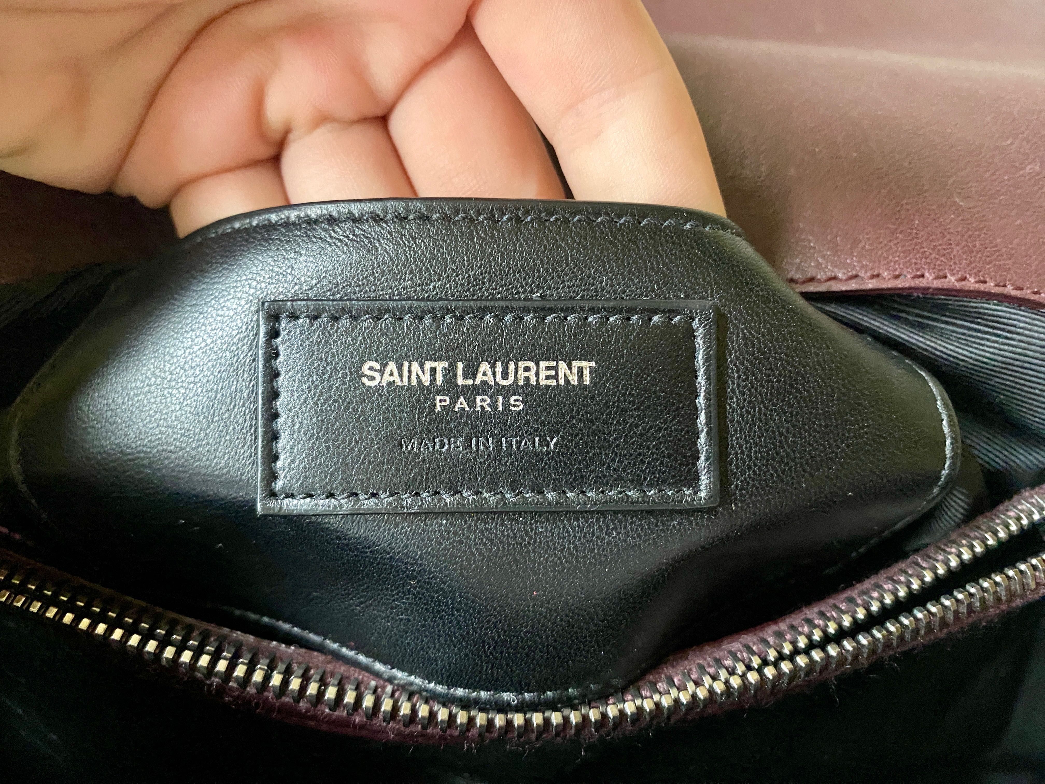 Чанта Saint Laurent College Large бургунди, комплект  без кутия