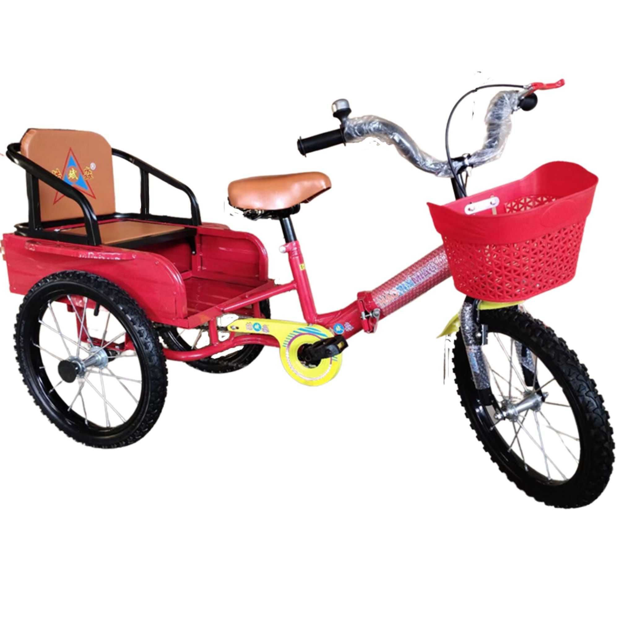 Tricicleta copii Duet Maxi, 2 locuri, 4-7 ani, 16 inch, albastru