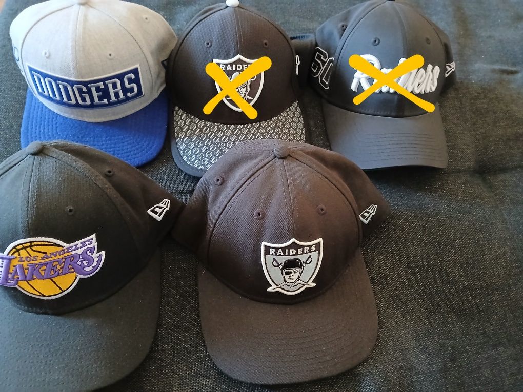 Шапки New Era- Raiders,Dodgers,Lakers.